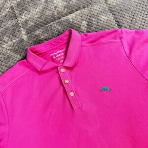 Tommy Bahama IslandZone Supima Cotton Pink Polo Shirt Mens Large Marlin Logo